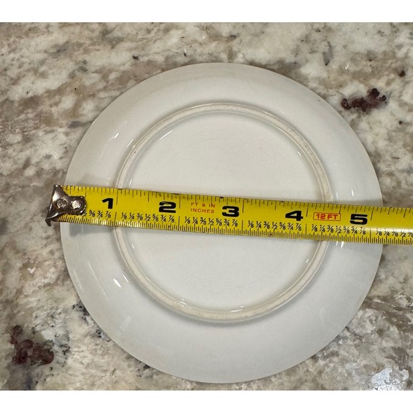 Vintage Hand Painted Floral Porcelain Saucer Purple Yellow  Gold Trim 5.5in B6.a - Picture 3 of 3